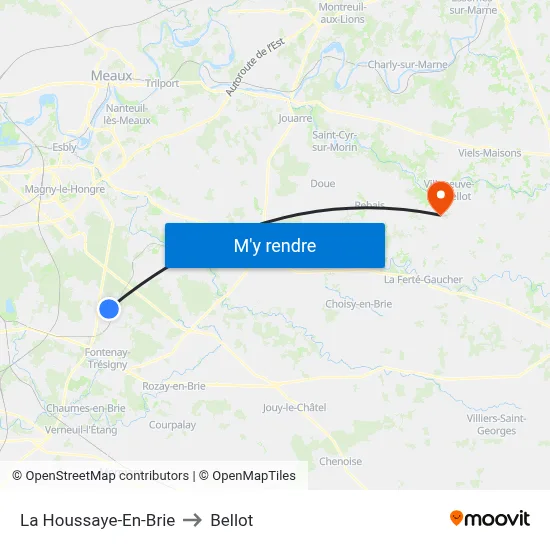 La Houssaye-En-Brie to Bellot map