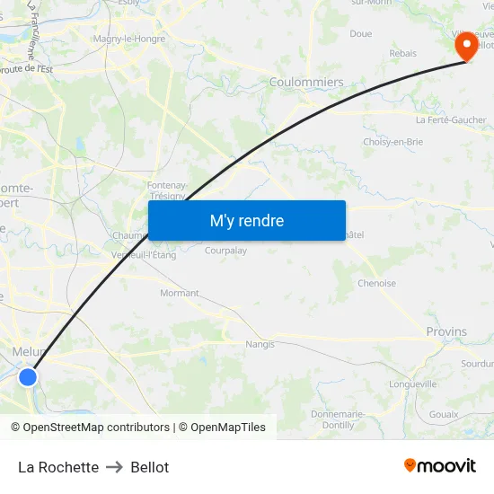 La Rochette to Bellot map