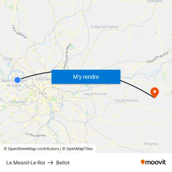 Le Mesnil-Le-Roi to Bellot map