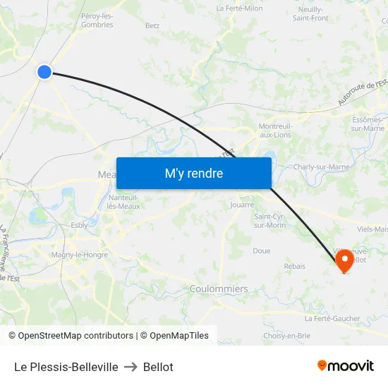 Le Plessis-Belleville to Bellot map