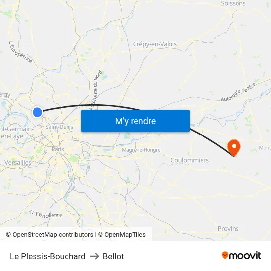 Le Plessis-Bouchard to Bellot map