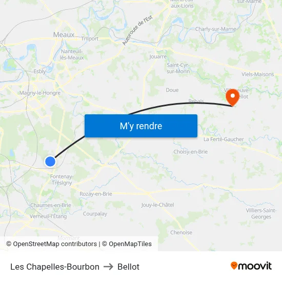 Les Chapelles-Bourbon to Bellot map