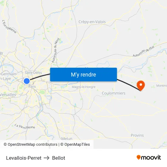 Levallois-Perret to Bellot map