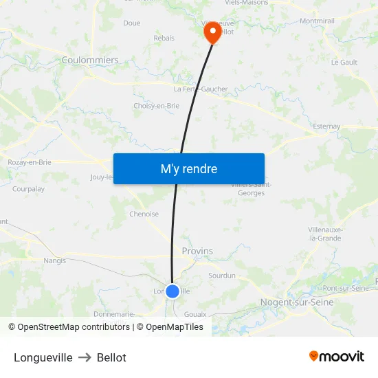 Longueville to Bellot map