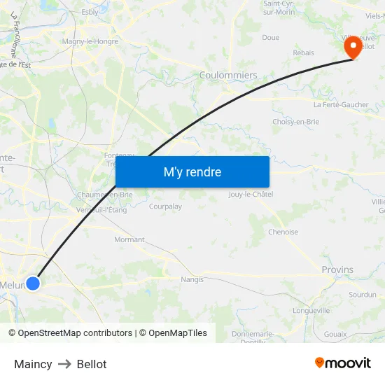 Maincy to Bellot map
