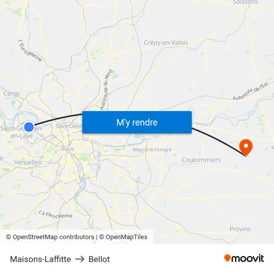 Maisons-Laffitte to Bellot map