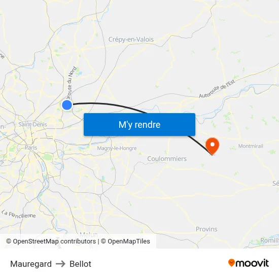 Mauregard to Bellot map