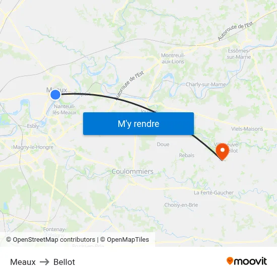 Meaux to Bellot map