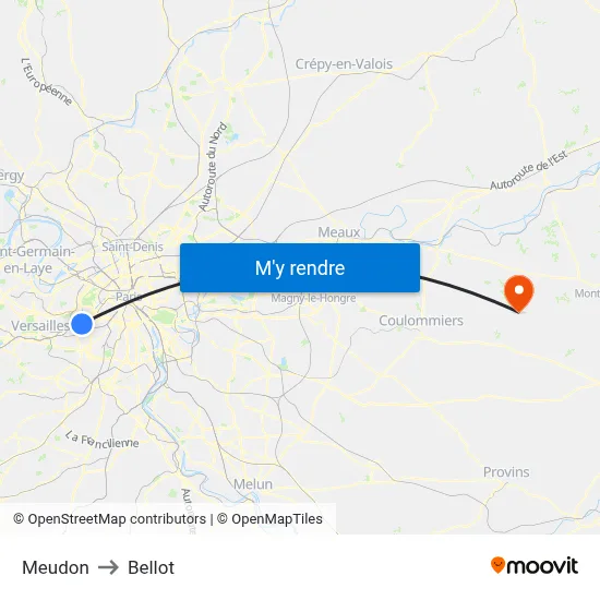 Meudon to Bellot map