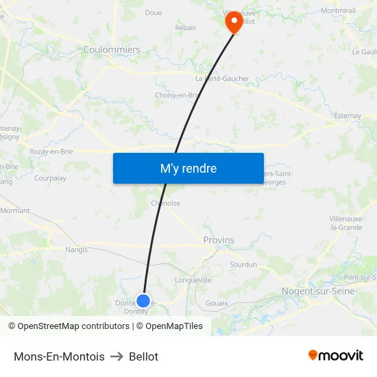 Mons-En-Montois to Bellot map