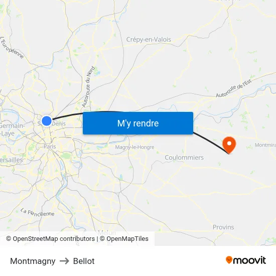 Montmagny to Bellot map
