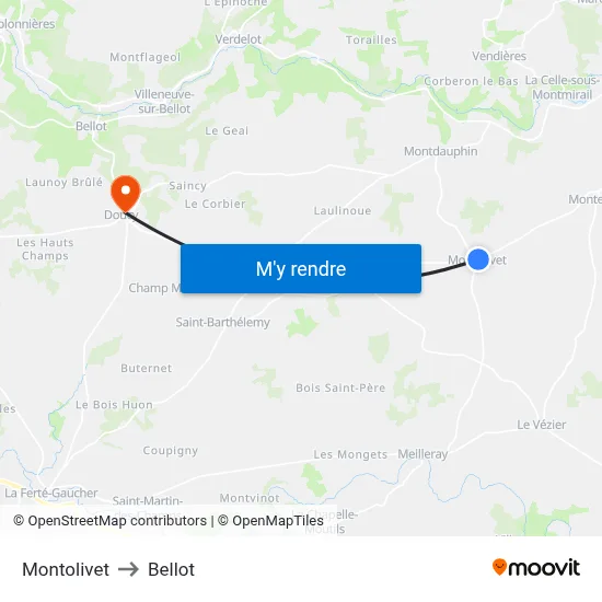 Montolivet to Bellot map