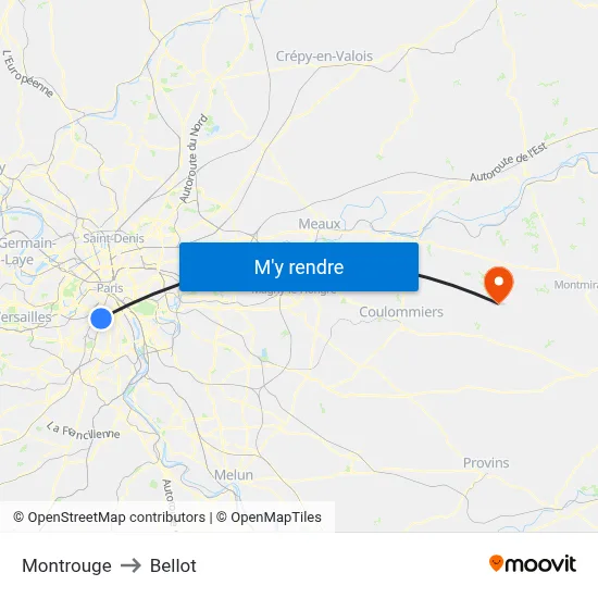 Montrouge to Bellot map