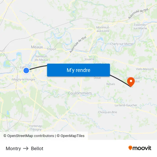 Montry to Bellot map