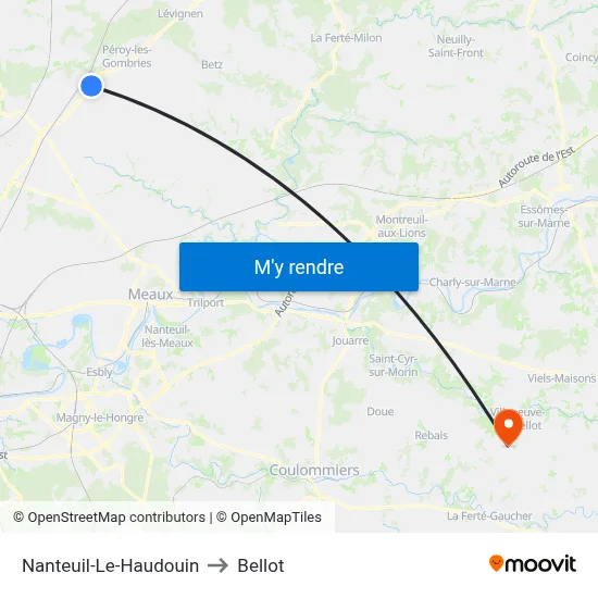 Nanteuil-Le-Haudouin to Bellot map