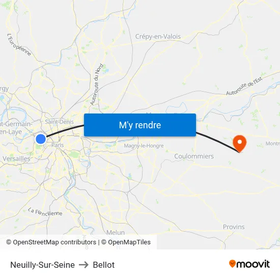 Neuilly-Sur-Seine to Bellot map