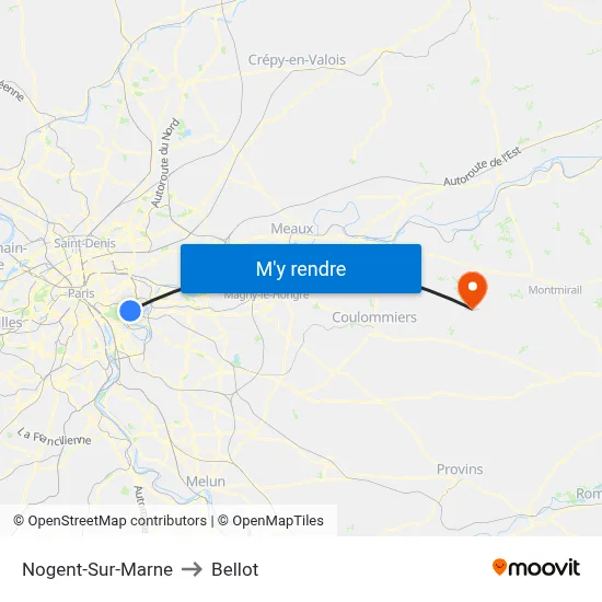 Nogent-Sur-Marne to Bellot map
