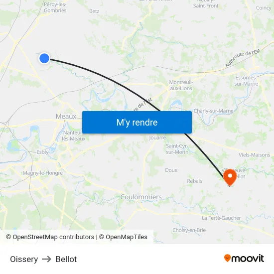 Oissery to Bellot map
