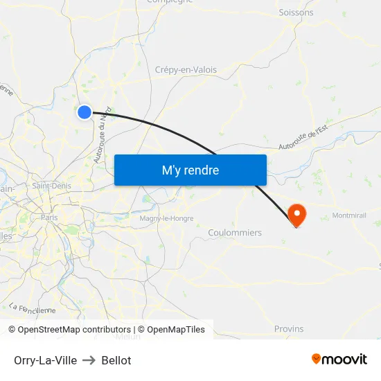 Orry-La-Ville to Bellot map