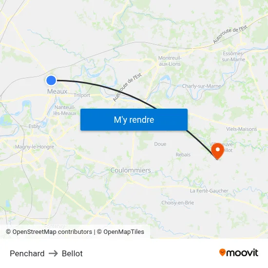 Penchard to Bellot map