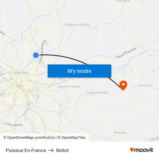 Puiseux-En-France to Bellot map