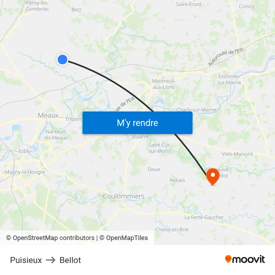 Puisieux to Bellot map