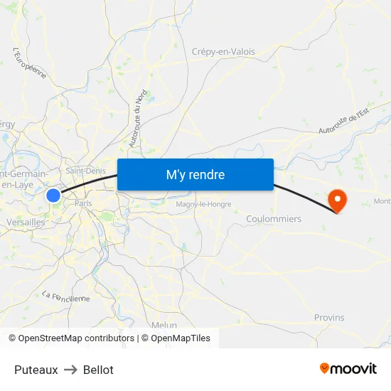 Puteaux to Bellot map