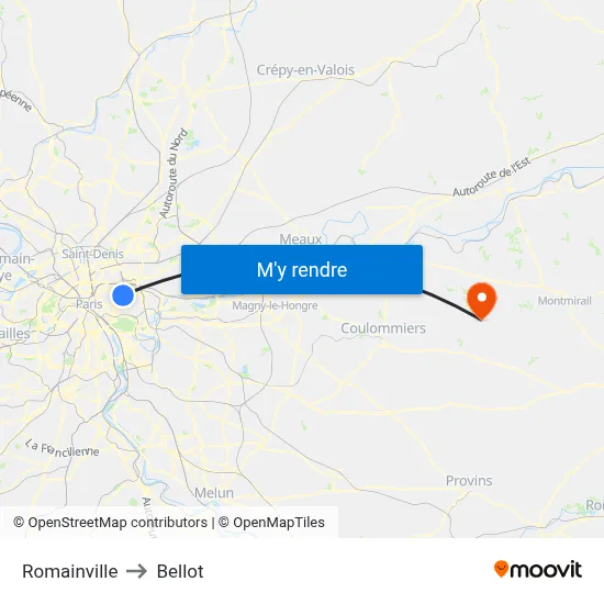 Romainville to Bellot map