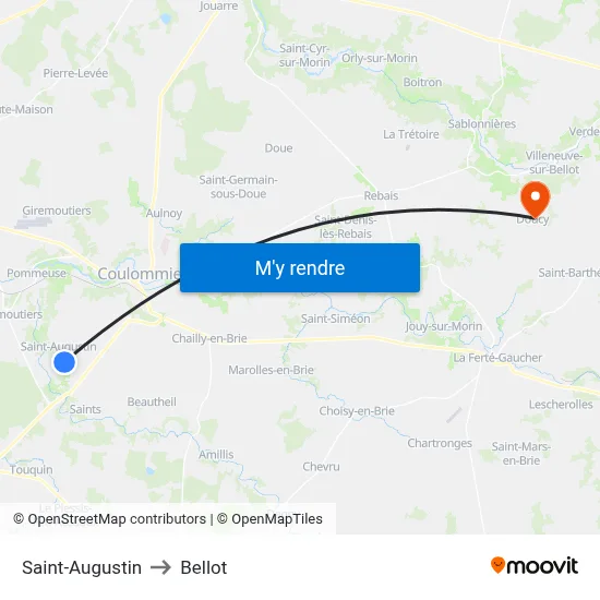 Saint-Augustin to Bellot map