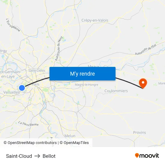 Saint-Cloud to Bellot map