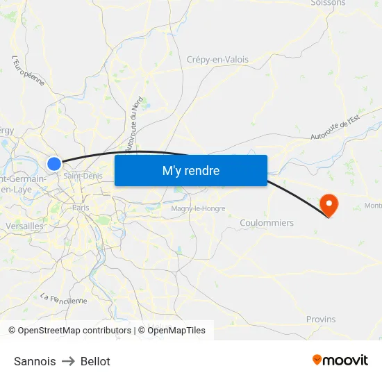 Sannois to Bellot map