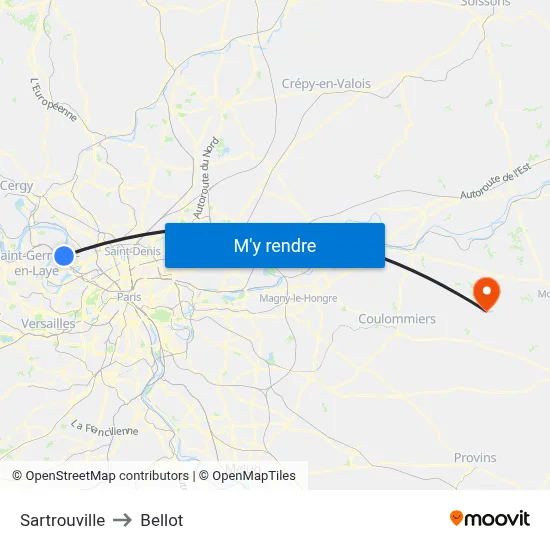 Sartrouville to Bellot map