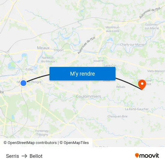 Serris to Bellot map