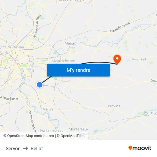 Servon to Bellot map
