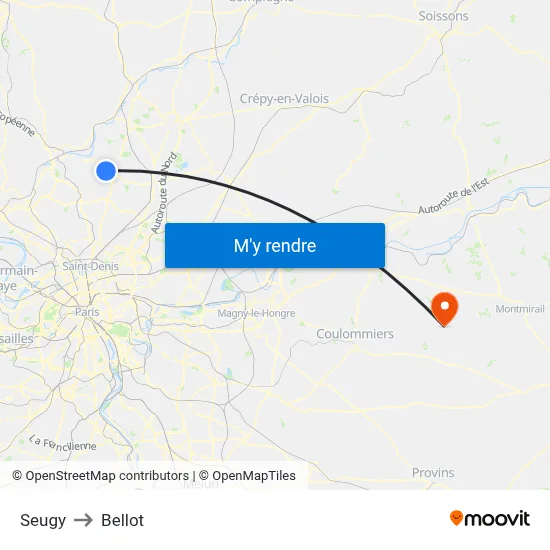 Seugy to Bellot map