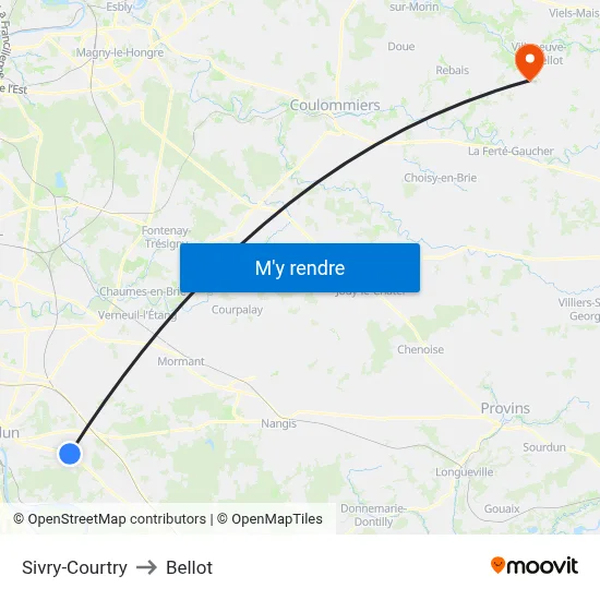 Sivry-Courtry to Bellot map
