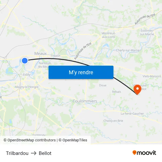 Trilbardou to Bellot map