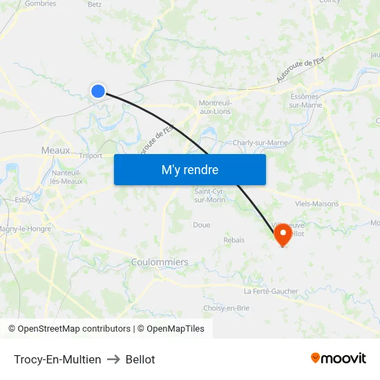 Trocy-En-Multien to Bellot map