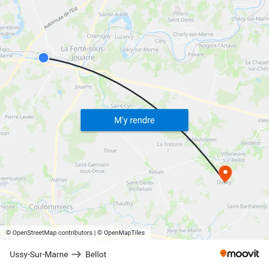 Ussy-Sur-Marne to Bellot map