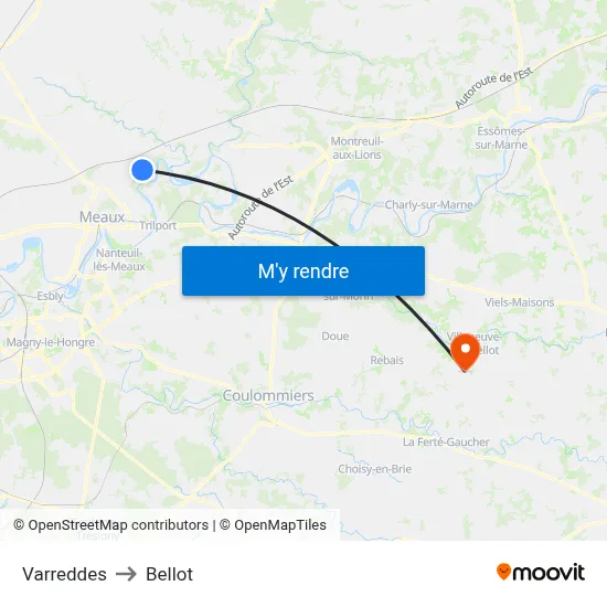 Varreddes to Bellot map