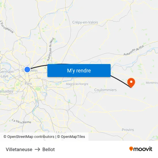 Villetaneuse to Bellot map