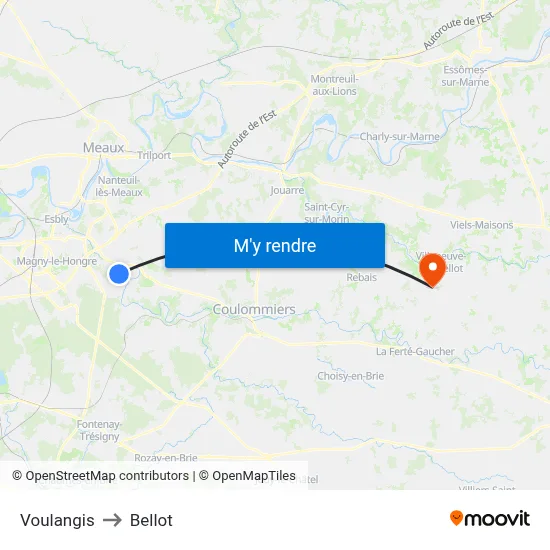 Voulangis to Bellot map