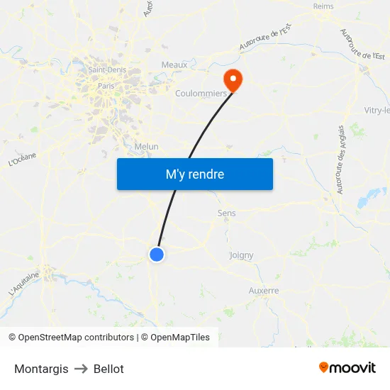 Montargis to Bellot map