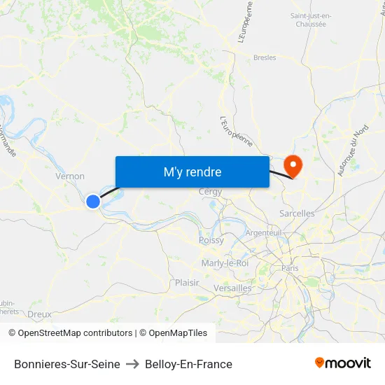 Bonnieres-Sur-Seine to Belloy-En-France map