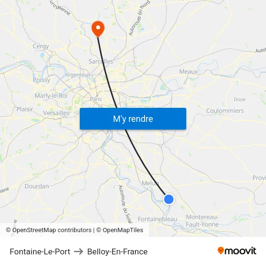 Fontaine-Le-Port to Belloy-En-France map