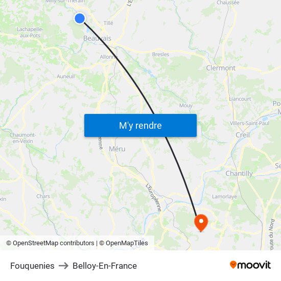 Fouquenies to Belloy-En-France map