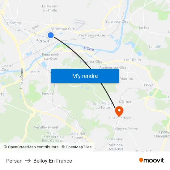 Persan to Belloy-En-France map