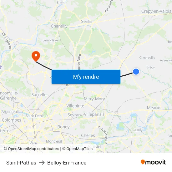 Saint-Pathus to Belloy-En-France map