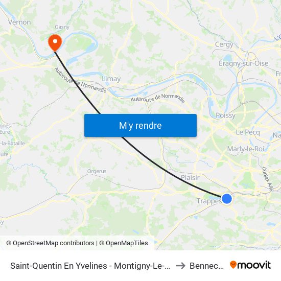 Saint-Quentin En Yvelines - Montigny-Le-Bretonneux to Bennecourt map