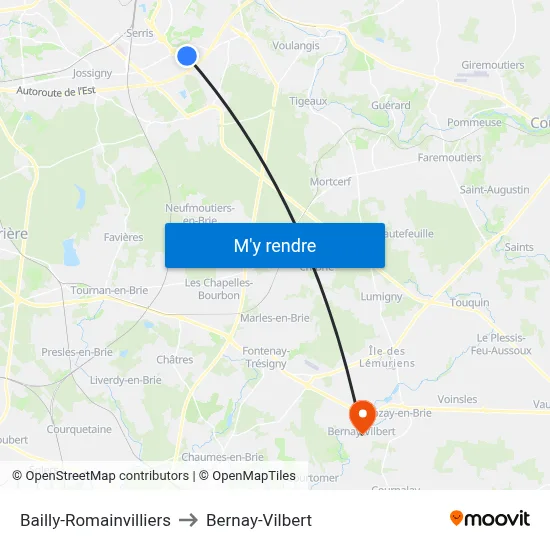 Bailly-Romainvilliers to Bernay-Vilbert map